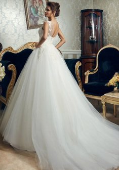 Свадебное платье Г50349. С пышной юбкой, длинное со шлейфом.